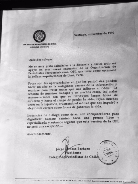Carta Colegio de Periodistas de Chile